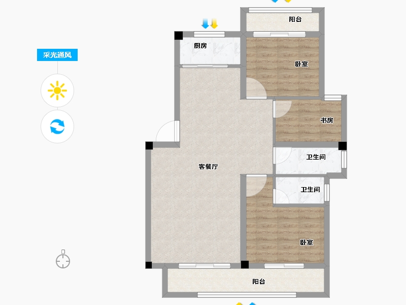 福建省-漳州市-宏都·尚城-84.00-户型库-采光通风