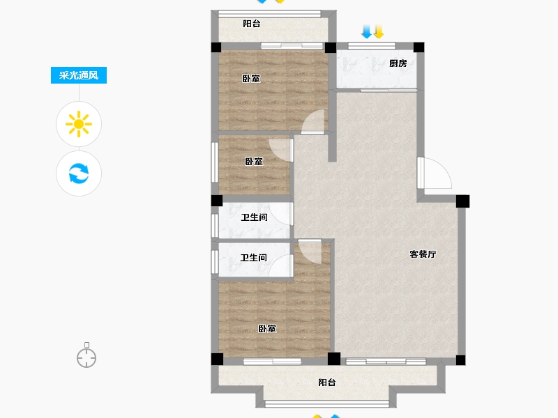 福建省-漳州市-宏都·尚城-84.00-户型库-采光通风