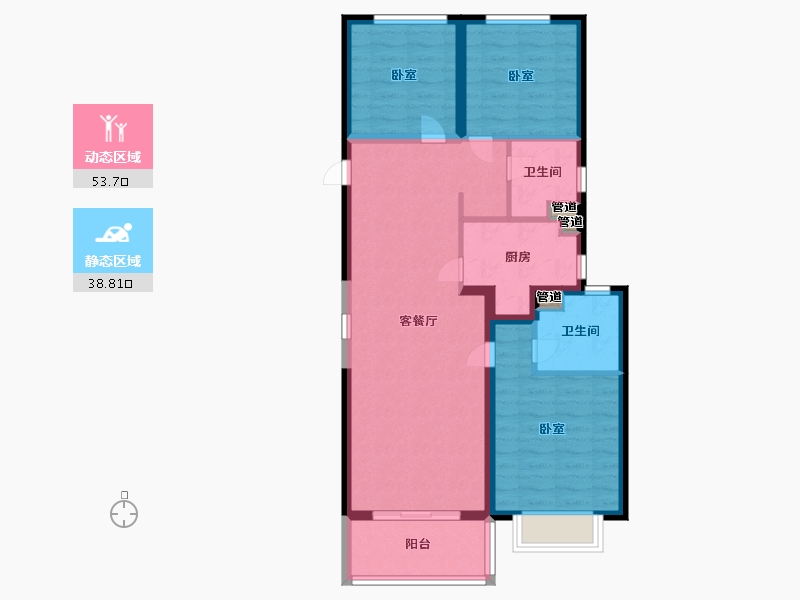 浙江省-宁波市-大唐·华景川·辰悦世家-82.99-户型库-动静分区