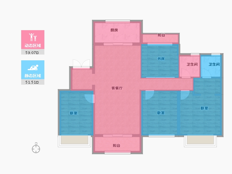 浙江省-绍兴市-诸暨中梁壹号院-99.00-户型库-动静分区