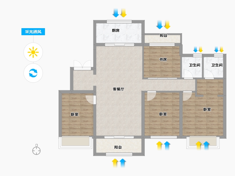 浙江省-绍兴市-诸暨中梁壹号院-99.00-户型库-采光通风