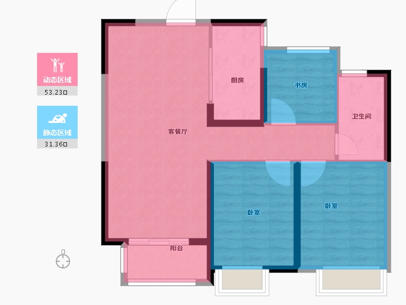 河南省-郑州市-凤湖梧桐湾-76.00-户型库-动静分区