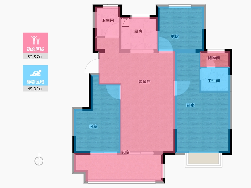 安徽省-合肥市-锦绣花城-87.66-户型库-动静分区