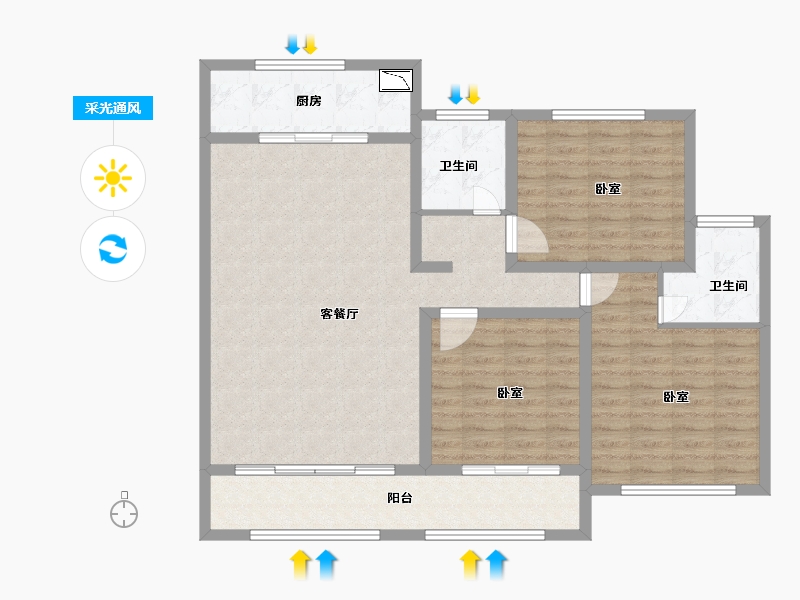 山东省-菏泽市-东翼国际-109.00-户型库-采光通风