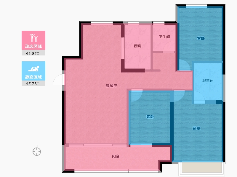 山东省-菏泽市-信友天润府-101.23-户型库-动静分区