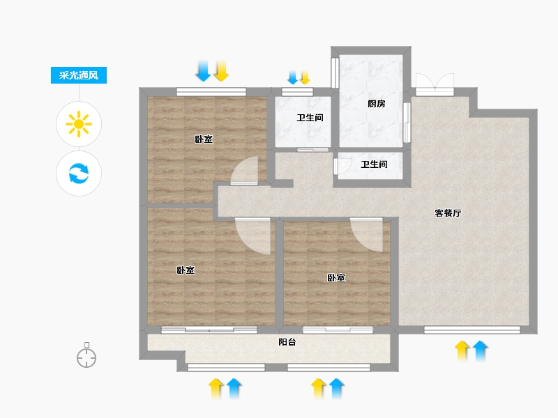 山东省-菏泽市-东翼国际-90.00-户型库-采光通风