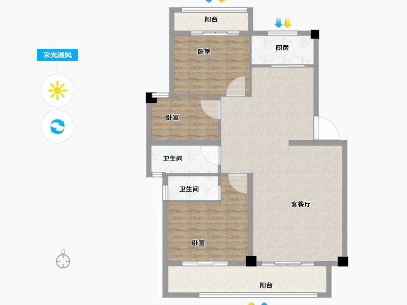 福建省-漳州市-宏都·尚城-112.00-户型库-采光通风