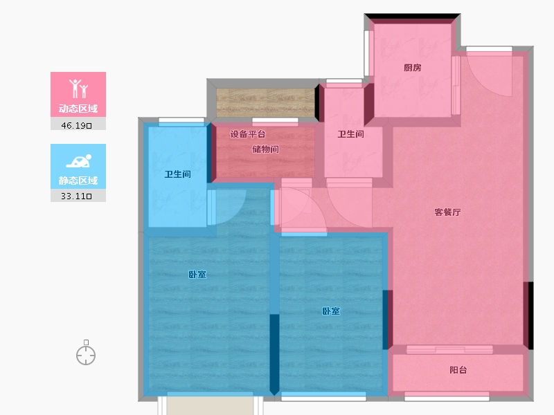 浙江省-温州市-荣安御瓯海-71.36-户型库-动静分区