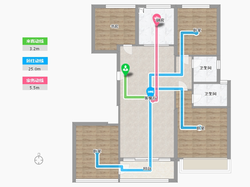 浙江省-温州市-中梁柏悦湾-95.00-户型库-动静线