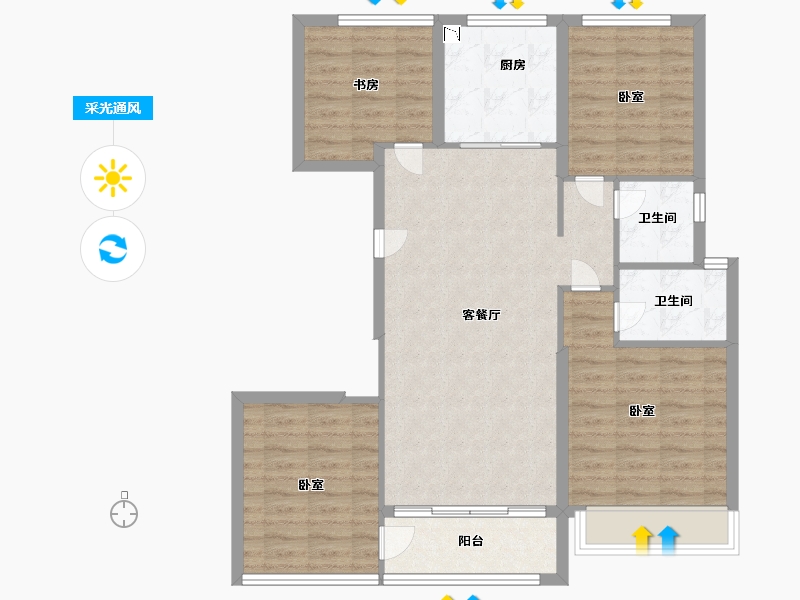 浙江省-温州市-中梁柏悦湾-95.00-户型库-采光通风