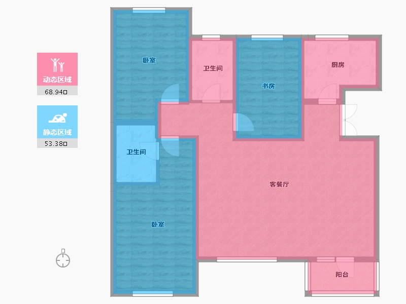 新疆维吾尔自治区-乌鲁木齐市-紫金城东湖左岸-109.56-户型库-动静分区