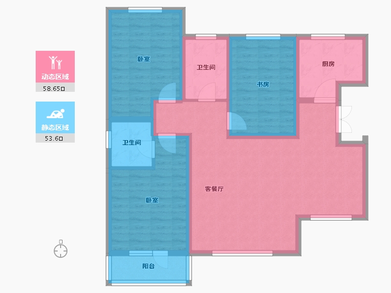 新疆维吾尔自治区-乌鲁木齐市-紫金城东湖左岸-99.81-户型库-动静分区