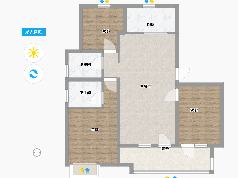 山东省-青岛市-越秀天悦海湾-92.00-户型库-采光通风