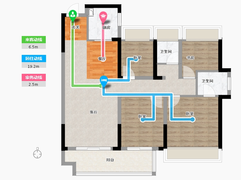 安徽省-宿州市-新华·御府-94.00-户型库-动静线