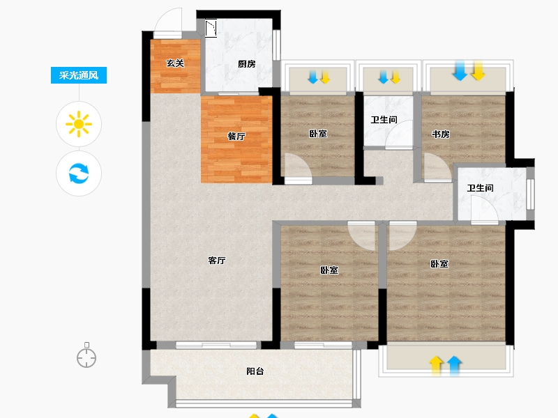 安徽省-宿州市-新华·御府-94.00-户型库-采光通风