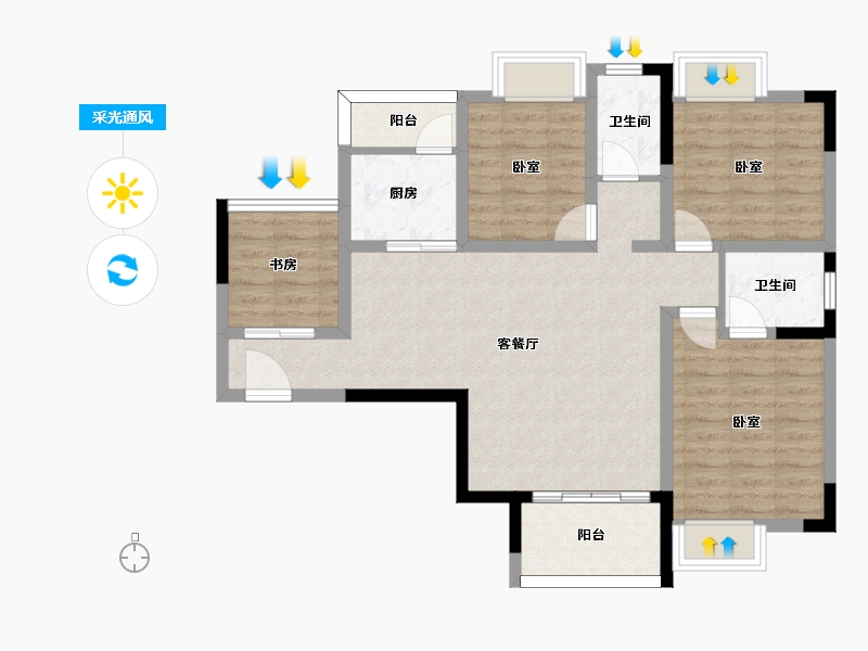 江西省-景德镇市-江中·盛世峰景-90.52-户型库-采光通风