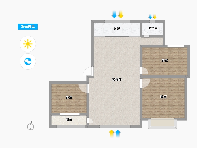 山东省-滨州市-玉龙湖畔-105.99-户型库-采光通风