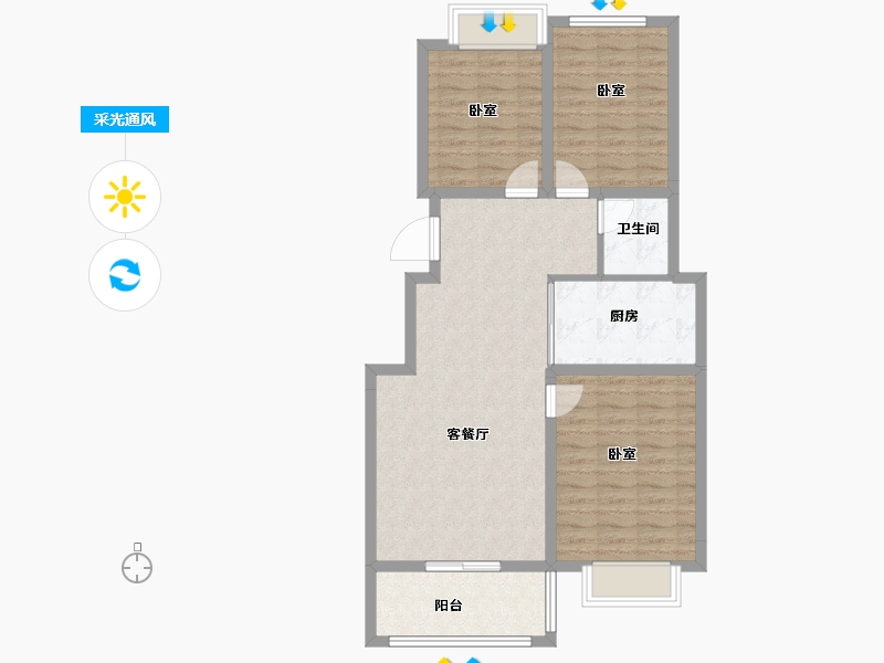 安徽省-淮南市-景润中央城-84.90-户型库-采光通风