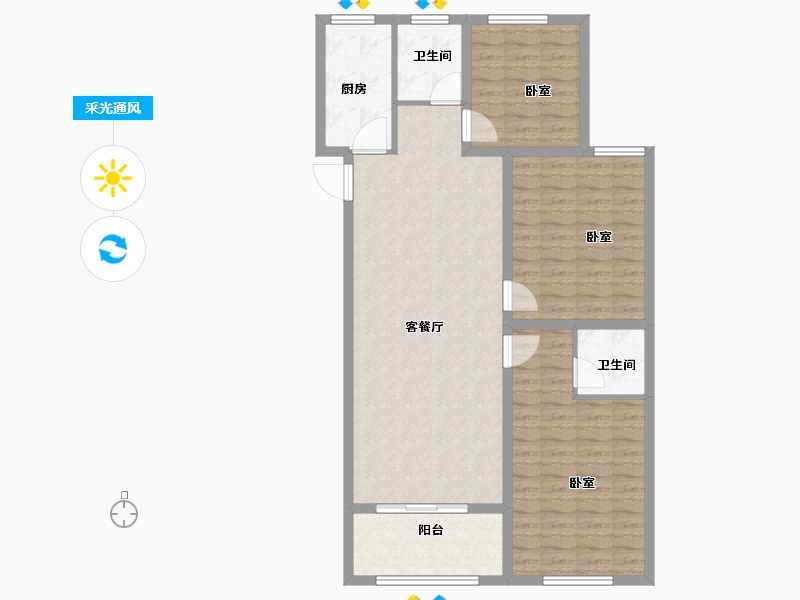 山东省-菏泽市-齐鲤万家新城-104.36-户型库-采光通风