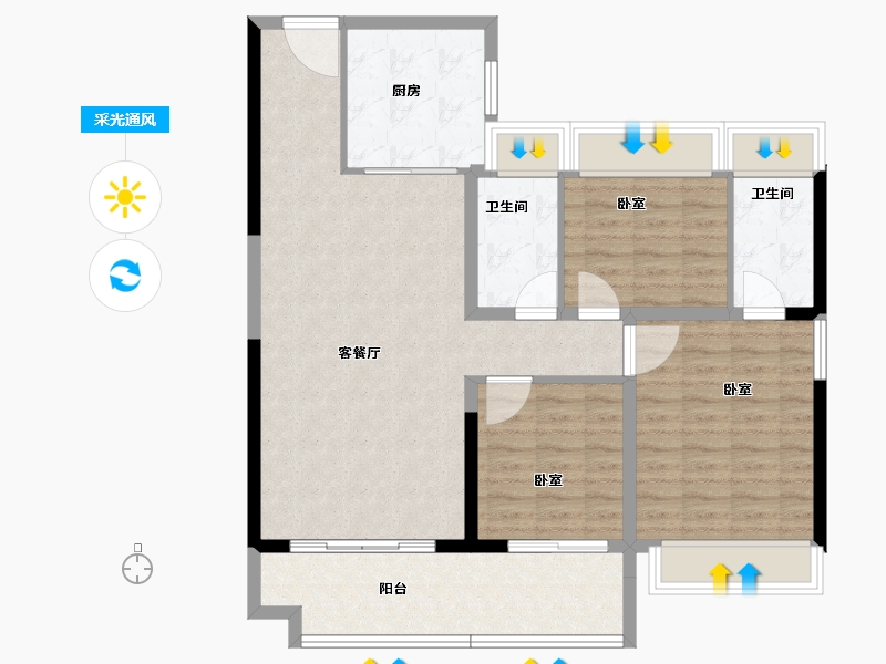 安徽省-淮南市-淮南碧桂园-100.00-户型库-采光通风