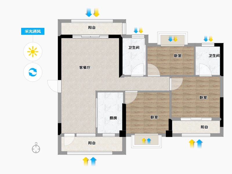 福建省-漳州市-瀚海五凤城-86.46-户型库-采光通风