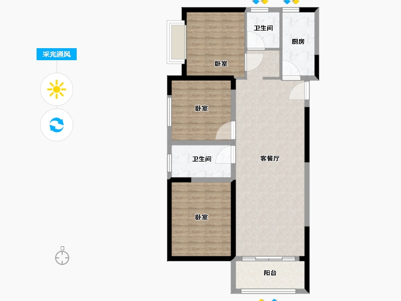 河南省-郑州市-亚星环翠居-102.01-户型库-采光通风