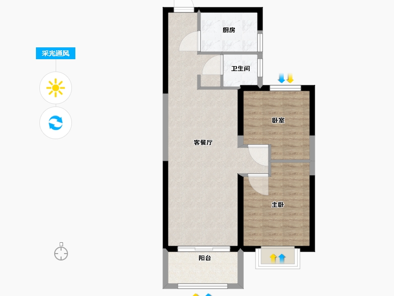 河南省-郑州市-亚星环翠居-68.18-户型库-采光通风