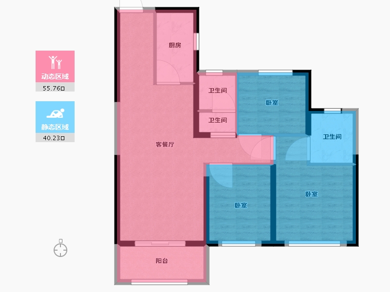 河南省-郑州市-亚星环翠居-86.10-户型库-动静分区