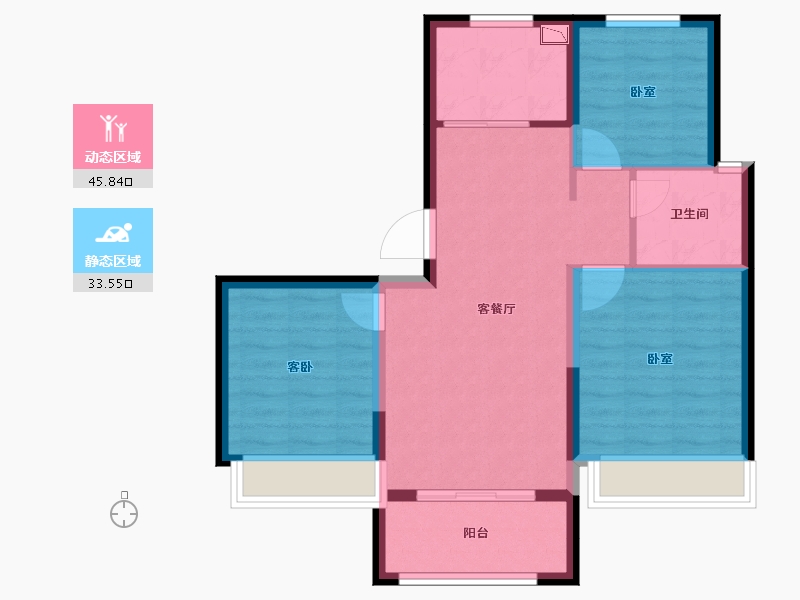 浙江省-舟山市-中梁·文澜府-70.99-户型库-动静分区