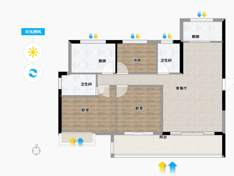 福建省-莆田市-凯天青山城峰璟-102.00-户型库-采光通风