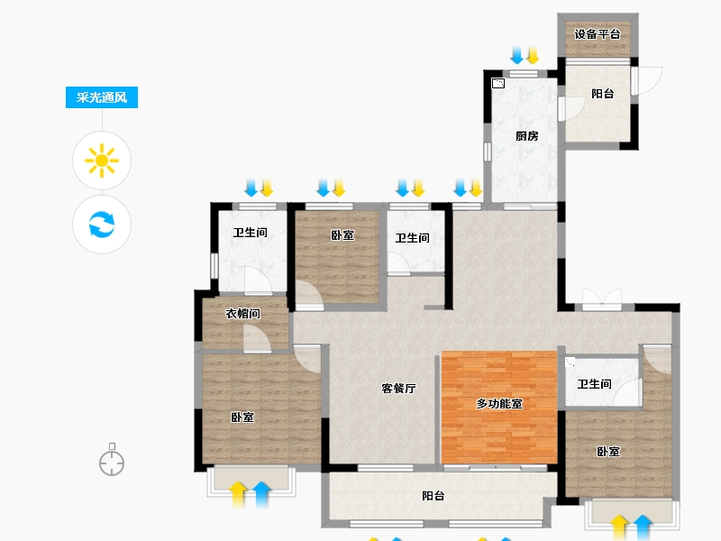 安徽省-合肥市-信达万振东方樾府-148.00-户型库-采光通风