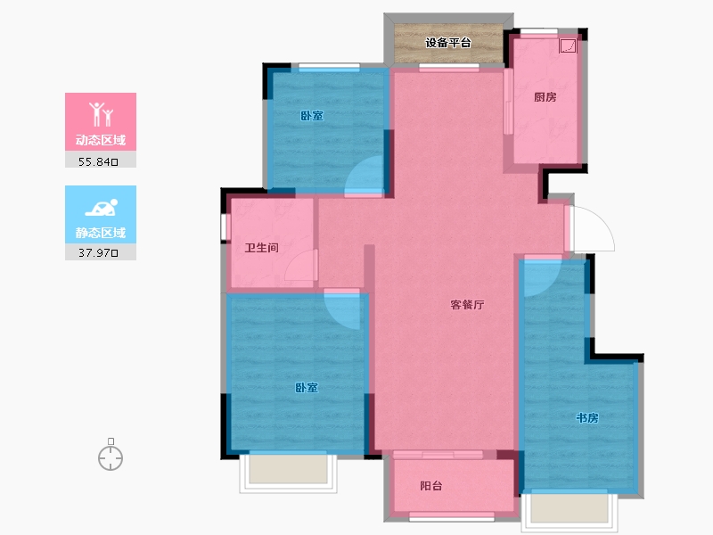 安徽省-合肥市-信达万振东方樾府-85.97-户型库-动静分区