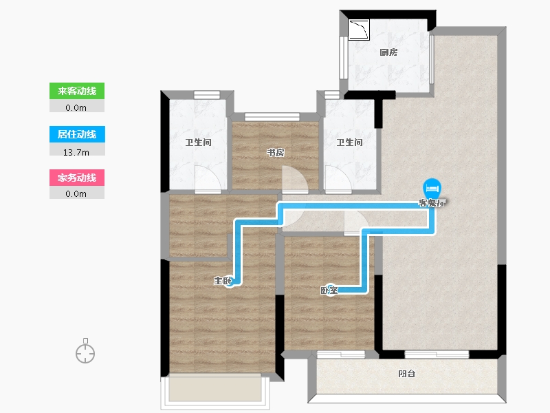 浙江省-杭州市-古翠蓝庭-84.75-户型库-动静线