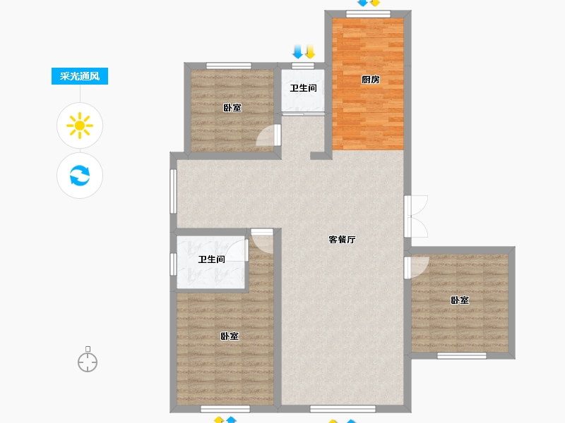 新疆维吾尔自治区-乌鲁木齐市-天山领南清城-107.46-户型库-采光通风