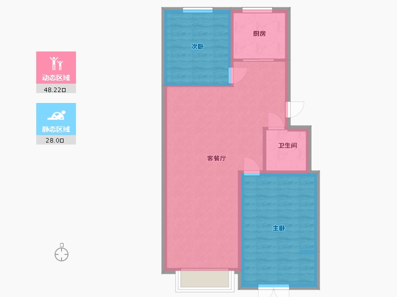 山东省-潍坊市-玉兰里-69.20-户型库-动静分区