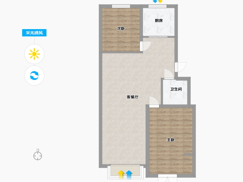 山东省-潍坊市-玉兰里-69.20-户型库-采光通风