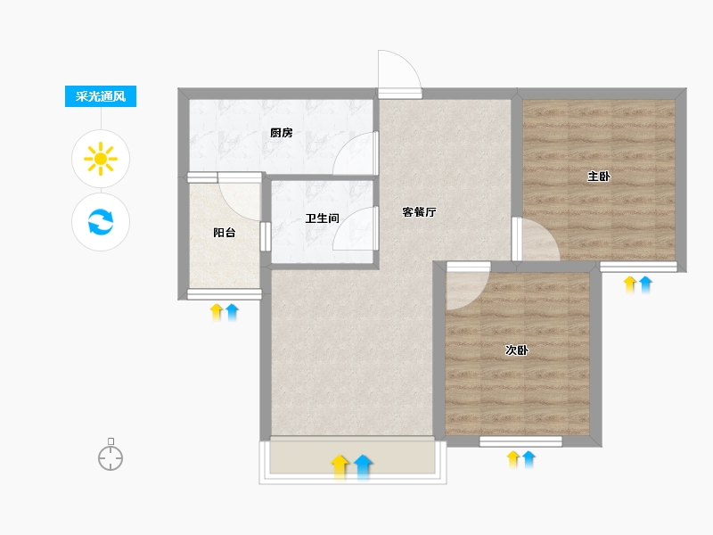 山东省-威海市-保利红叶谷-63.99-户型库-采光通风