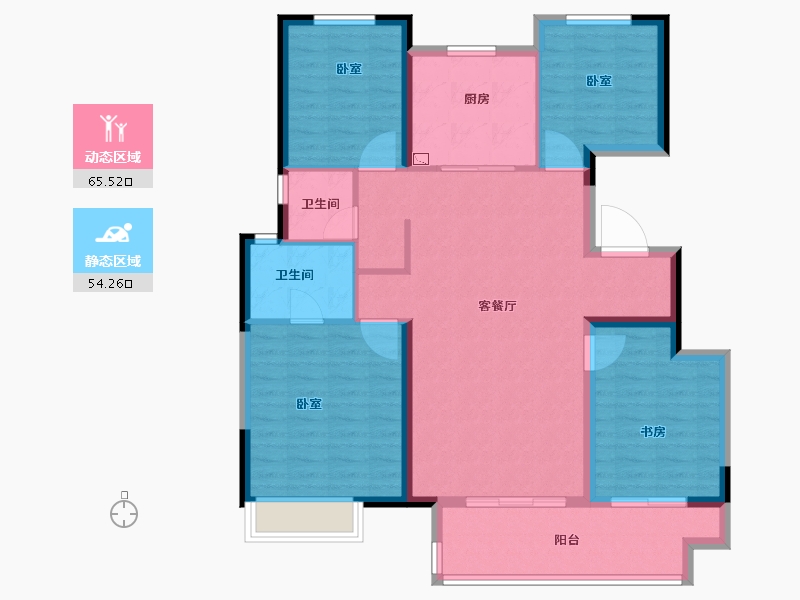 河南省-洛阳市-绿都中梁青云赋-108.25-户型库-动静分区