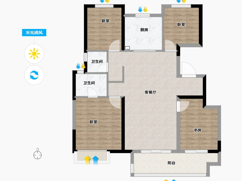 河南省-洛阳市-绿都中梁青云赋-108.25-户型库-采光通风