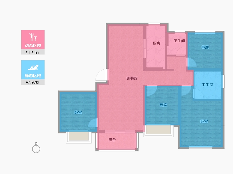 浙江省-宁波市-金地风华东方-88.00-户型库-动静分区