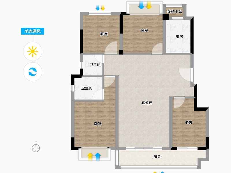 福建省-龙岩市-建发·首院-104.00-户型库-采光通风