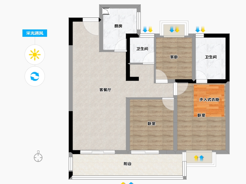 福建省-莆田市-玖玺·正荣府2期-88.00-户型库-采光通风