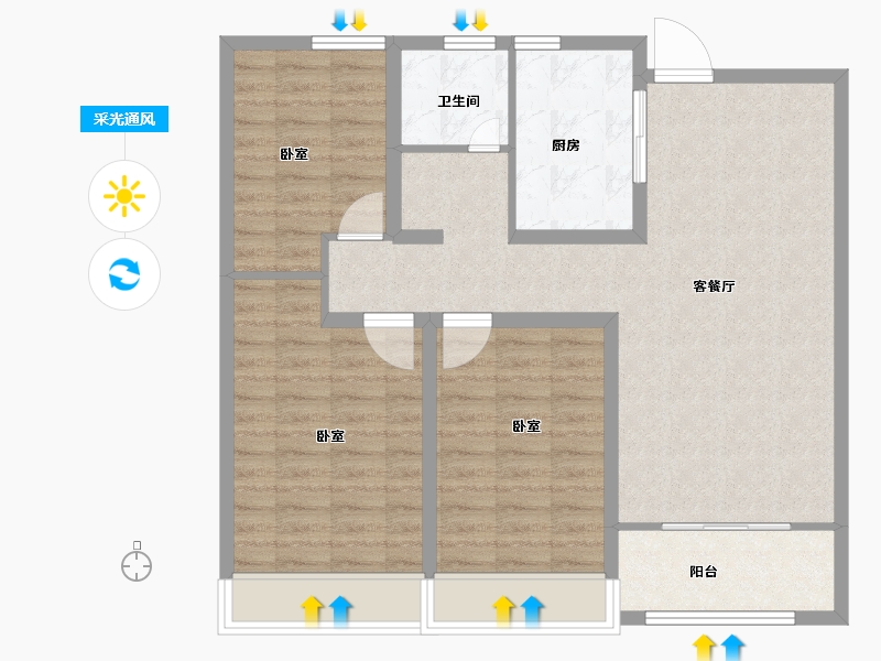 山东省-菏泽市-天华新天地-92.00-户型库-采光通风