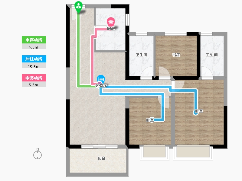 河南省-安阳市-汤阴建业公园里-88.00-户型库-动静线