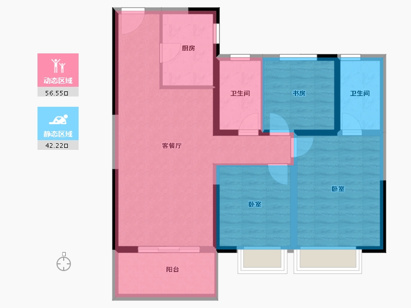 河南省-安阳市-汤阴建业公园里-88.00-户型库-动静分区