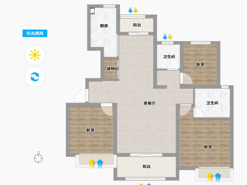 河南省-洛阳市-建业世悦府-100.00-户型库-采光通风