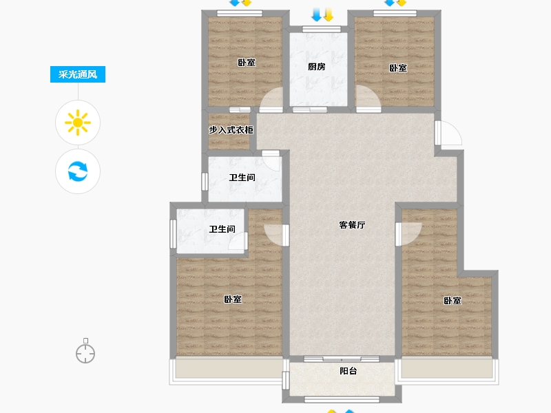 山东省-菏泽市-洪盛锦绣城-123.42-户型库-采光通风