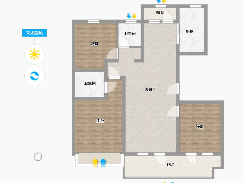 山东省-青岛市-银盛泰博观锦岸-102.00-户型库-采光通风