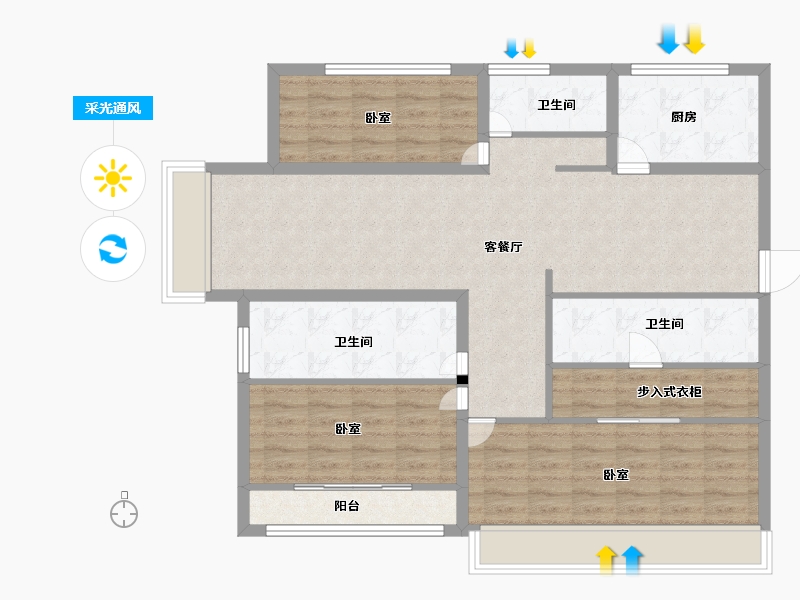 山东省-菏泽市-天华新天地-104.00-户型库-采光通风