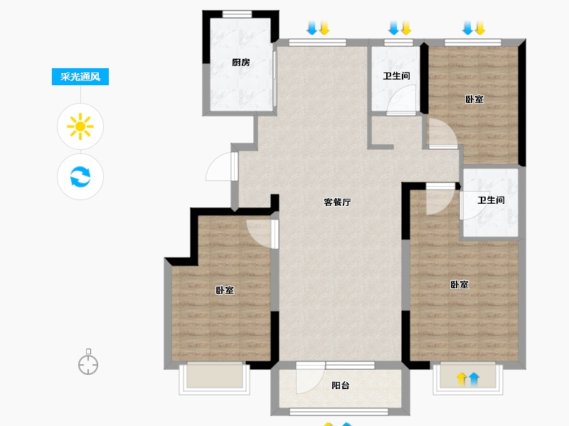 山东省-烟台市-中节能朗庭-104.13-户型库-采光通风